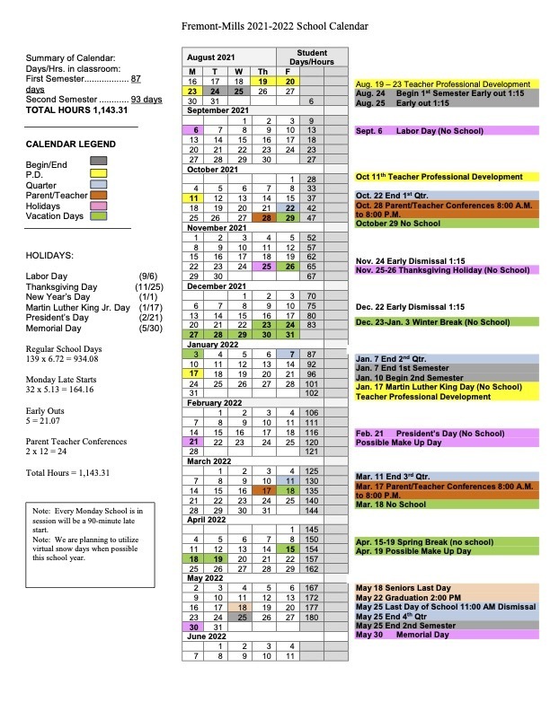 21/22 School Calendar