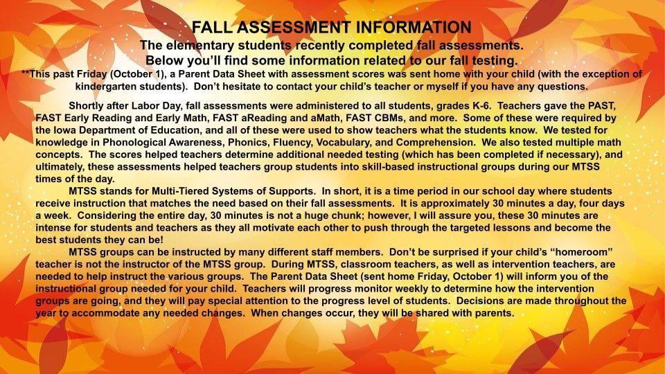 Elementary Fall Assessment