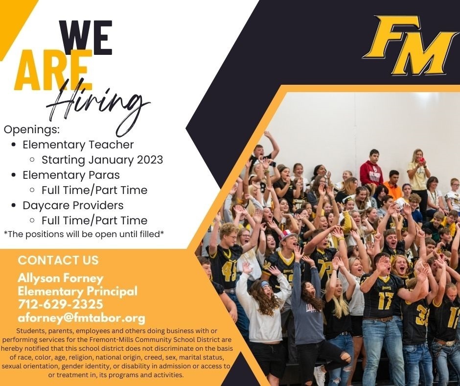 FM is hiring!  See flyer for more information.